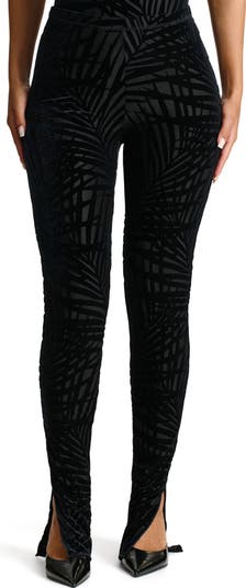 Naked Wardrobe Burnout Velvet Bootcut Slit Hem Pants | Nordstrom