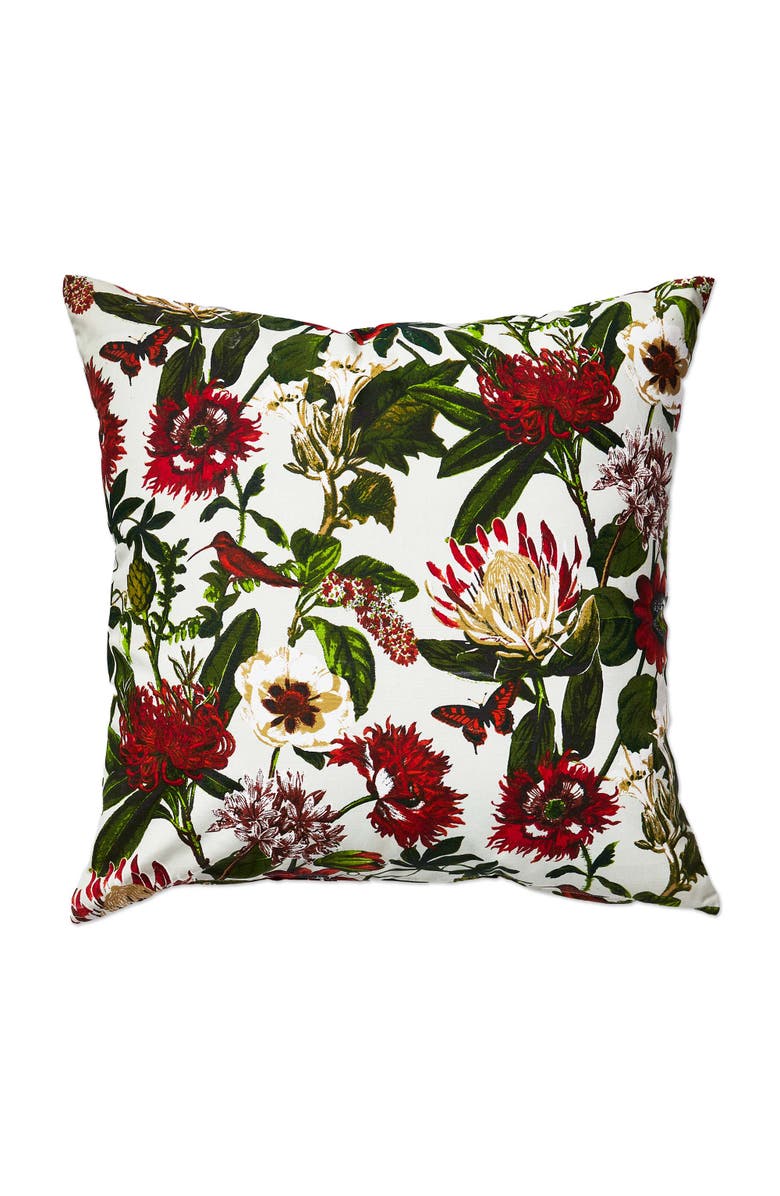 tag Botanical Leaf Print Cotton Throw Pillow Square 20 Inch, Main, color, Green