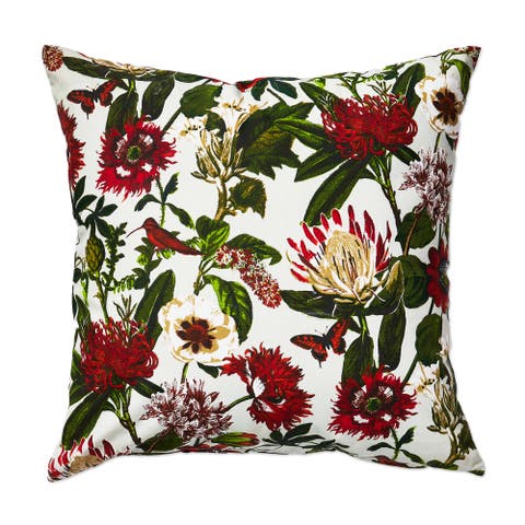 Botanical Leaf Print Cotton Throw Pillow Square 20 Inch
