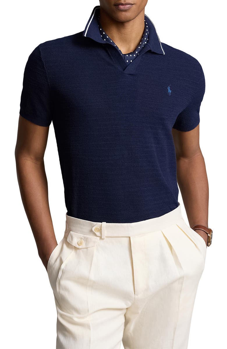 Polo Ralph Lauren Johnny Collar Cotton & Linen Polo Sweater, Main, color, 