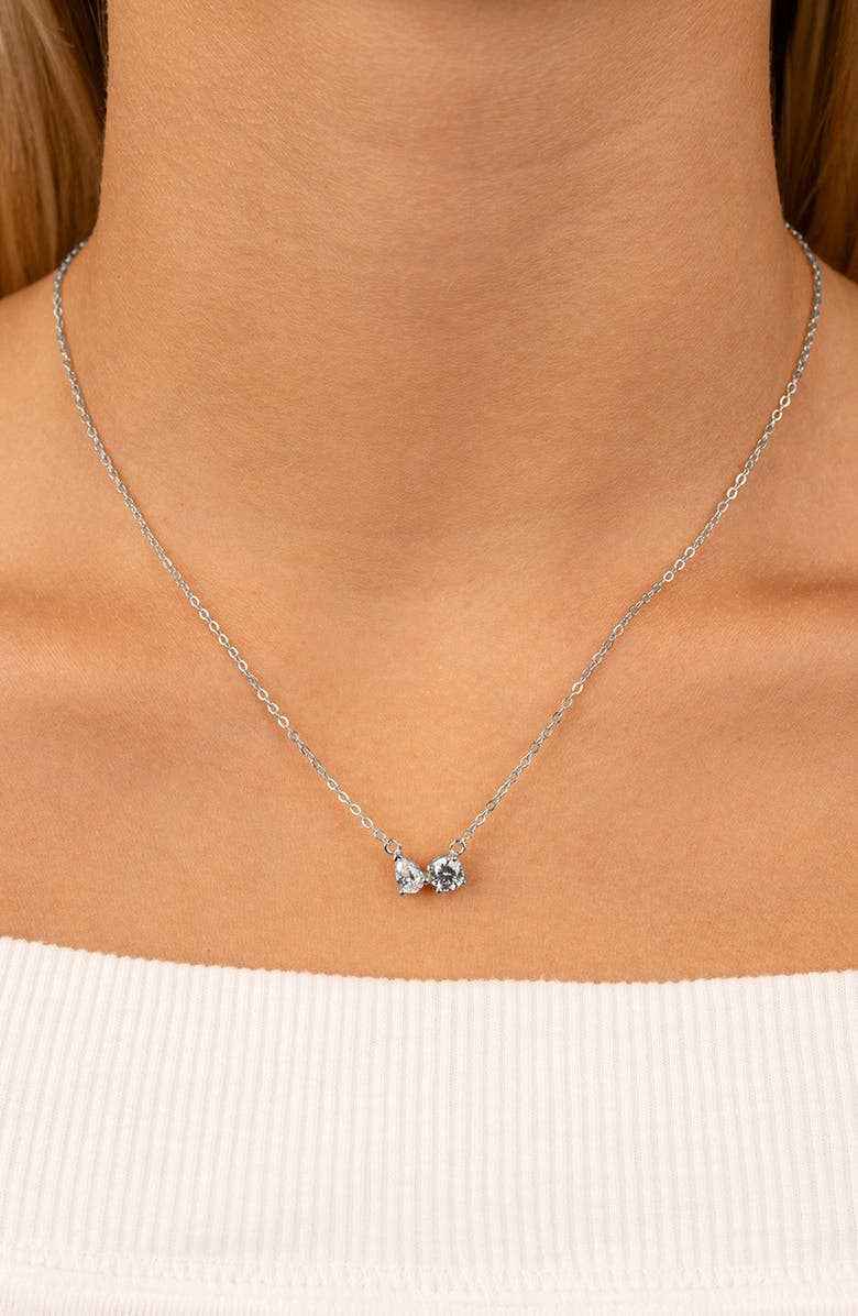 Sterling Forever Carolyn Cubic Zirconia Necklace, Alternate, color, Silver