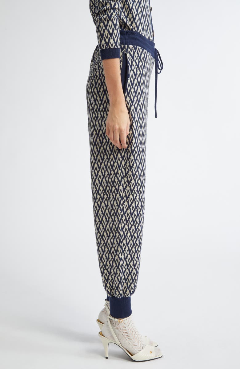 Valentino Garavani Toute la V Jacquard Virgin Wool Joggers, Alternate, color, Navy/ Cream
