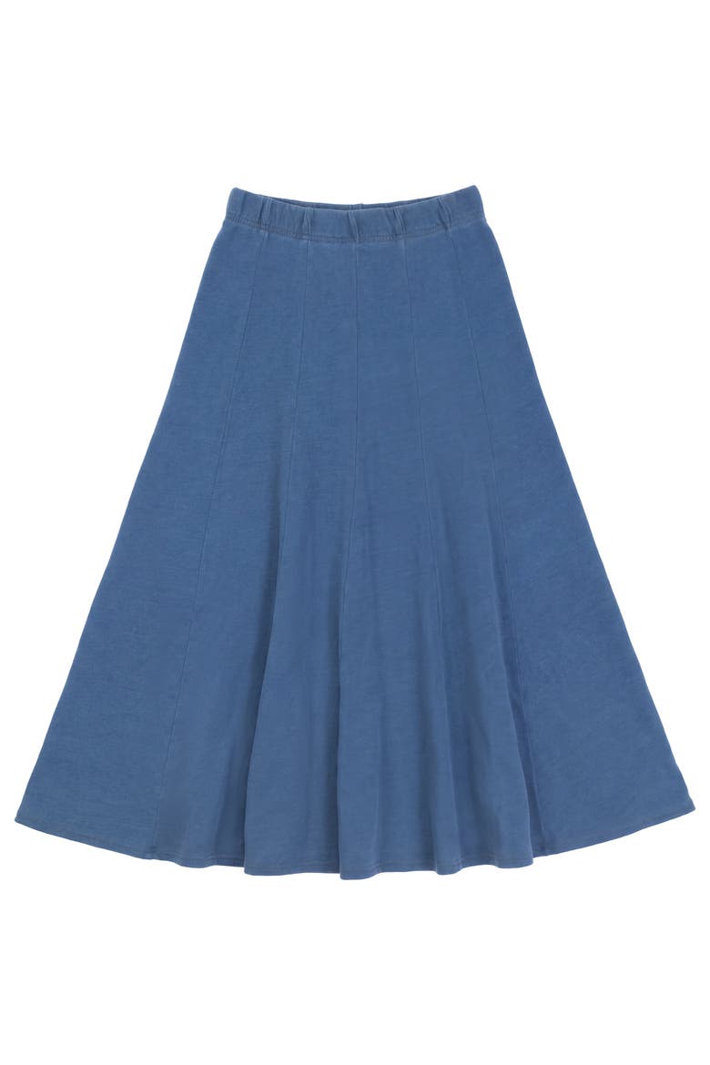 Youth Midi Denim Terry Skirt - French Terry, Covered Elastic Waistband, Alternate, color, Denim