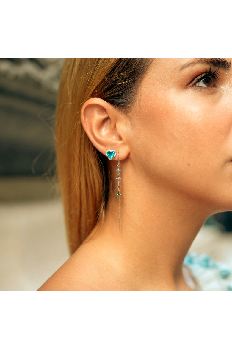 Heart Of Ocean Blue Sterling Silver Stud Earrings, Alternate, color, Silver