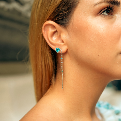 Spero London Heart Of Ocean Blue Sterling Silver Stud Earrings In Metallic