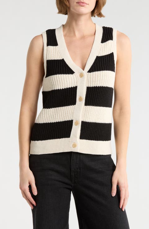 Stripe Cotton Sweater Vest