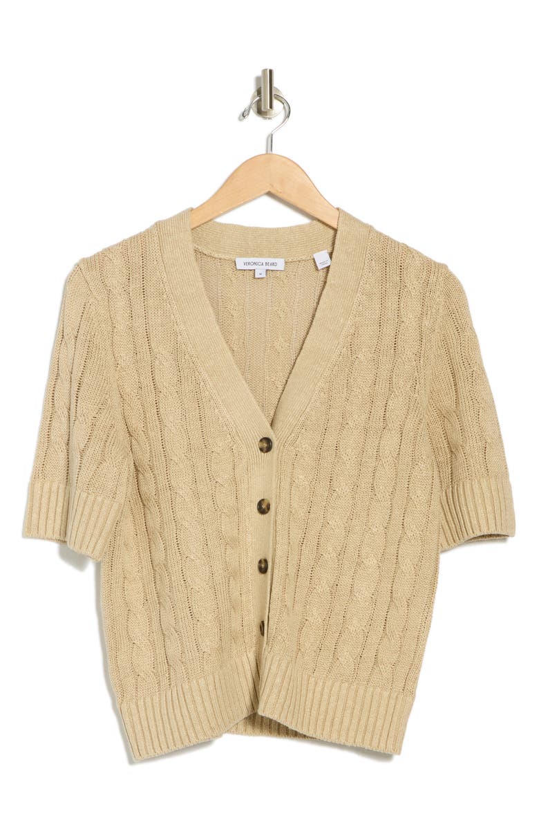 Veronica Beard Julietta Short Sleeve Linen & Silk Blend Cardigan, Alternate, color, 