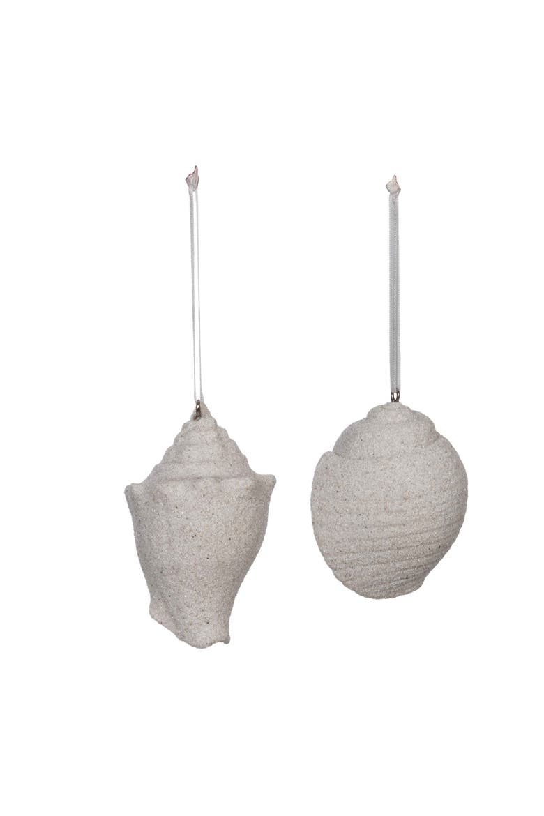 Sandy Shell Tree Ornament Assortment of 2, Main, color, White