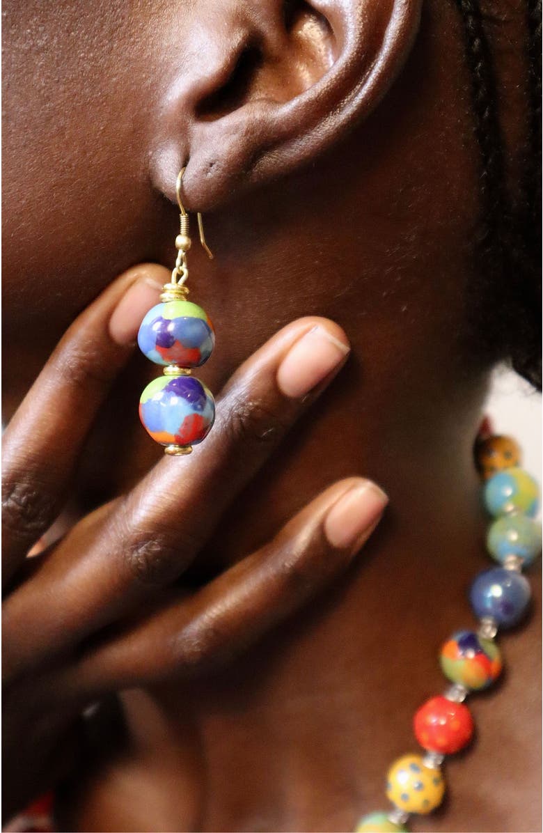 Kazuri Tsavo Collection - Parrot Earrings, Alternate, color, Multi