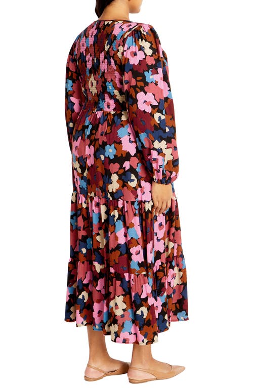 City Chic Jayden Long Sleeve Tiered Dress In Sugar Coated