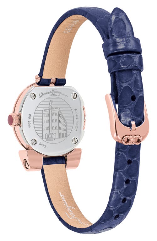 Ferragamo Women's Gancino Ip Rose Gold & Leather Strap Watch In Rose Gold