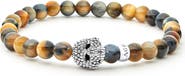 LAGOS Men's Anthem Tiger's Eye Skull Stretch Bracelet