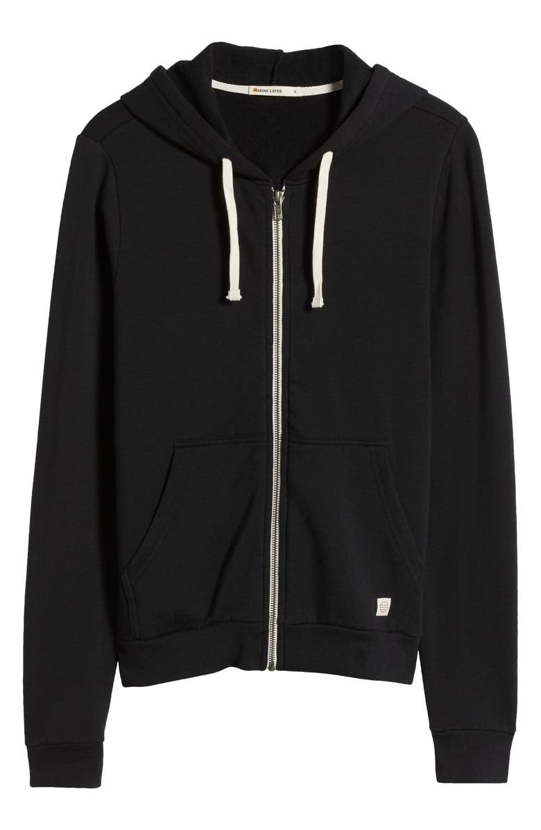 Marine Layer Afternoon Full Zip Hoodie, Alternate, color, Black