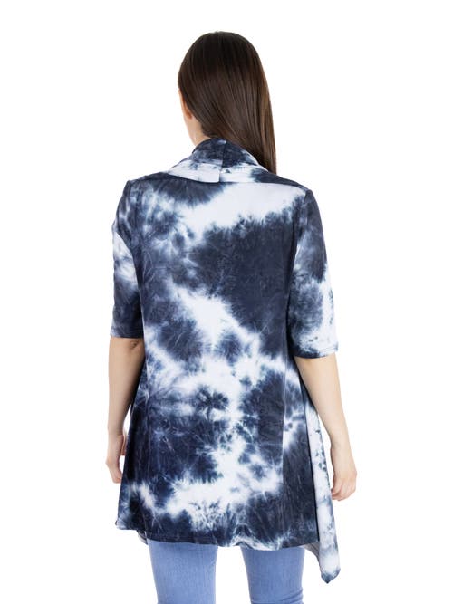 24seven Comfort Apparel Tie Dye Elbow Sleeve Open Front Maternity Cardigan In Multi