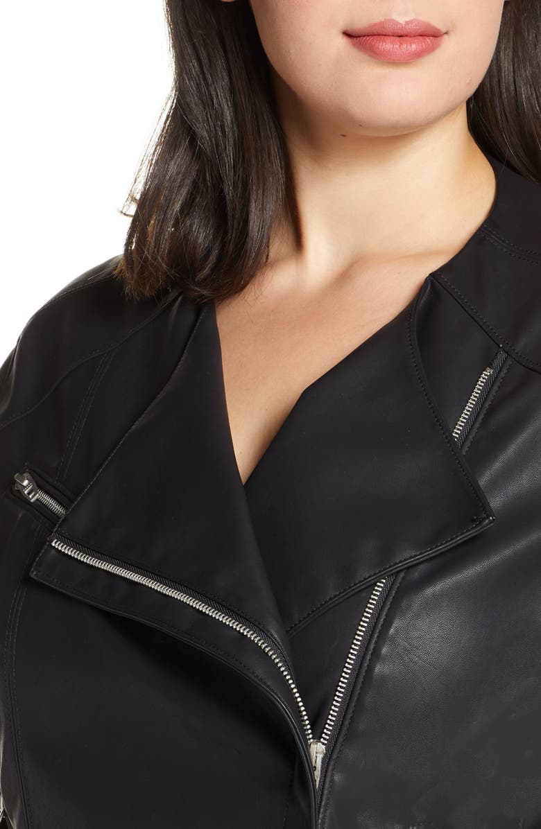 BLANKNYC Record Breaker Collarless Faux Leather Moto Jacket, Alternate, color, 