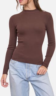 Blu Pepper Mock Neck Long Sleeve Sweater Knit Top