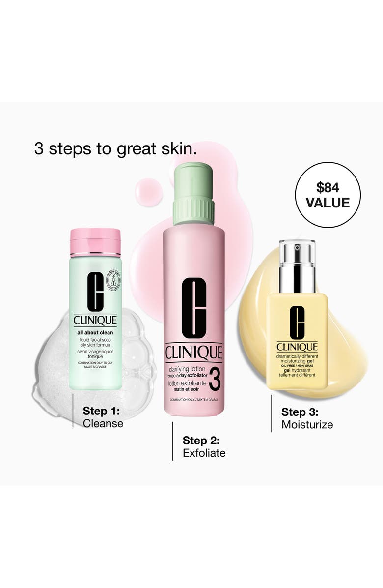 Clinique Healthy Skin 3-Step System: for Combination to Oily Skin Gift Set $84 Value, Alternate, color, 