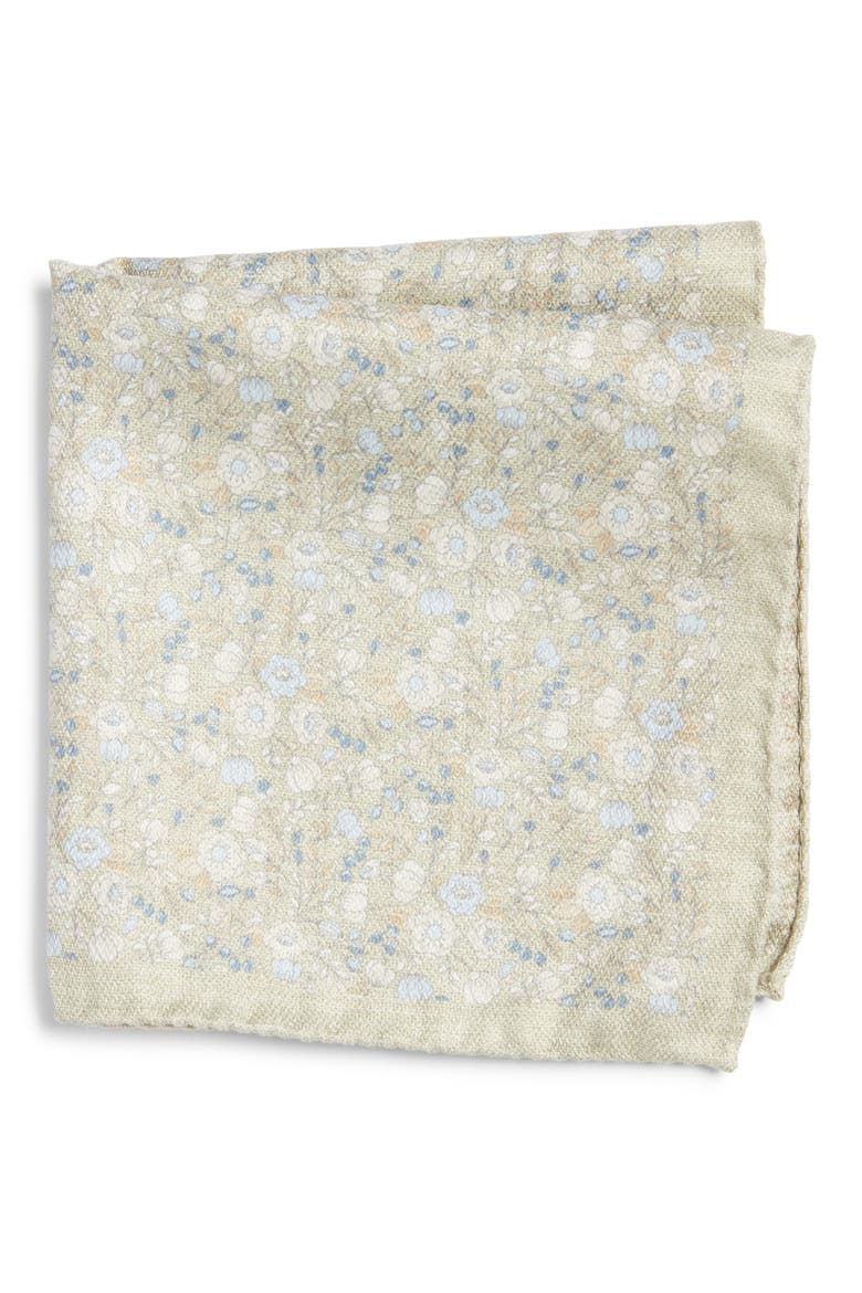 Yukon Reversible Silk Pocket Square, Main, color, SAGE