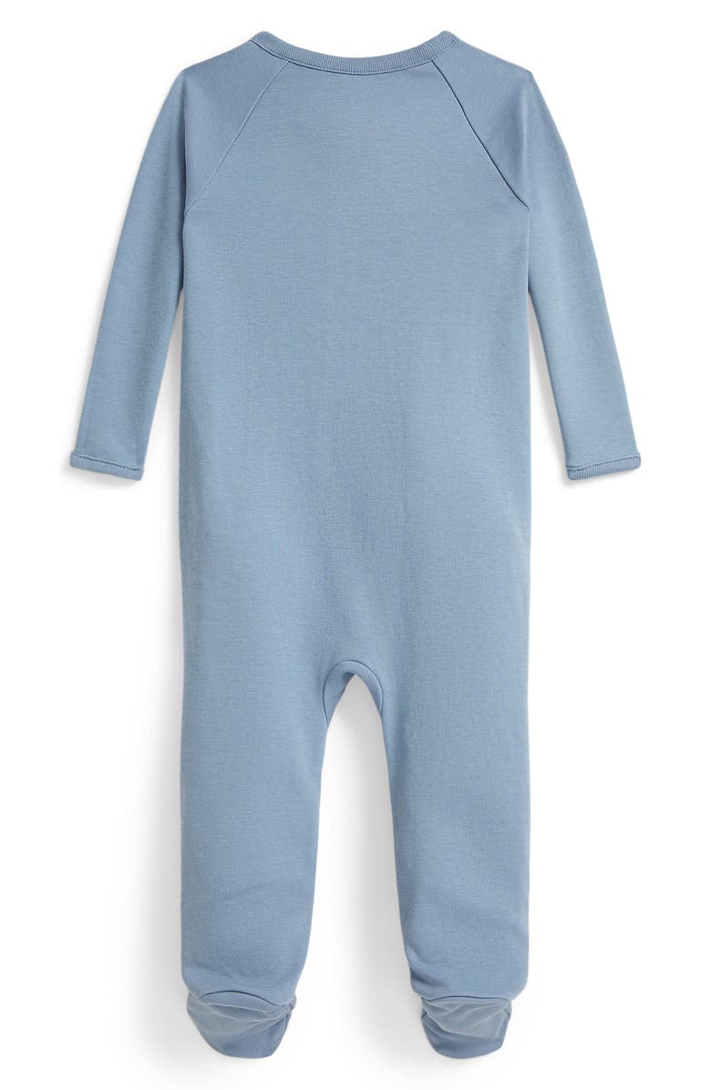 Ralph Lauren Cotton Interlock Footie, Alternate, color, Vessel Blue