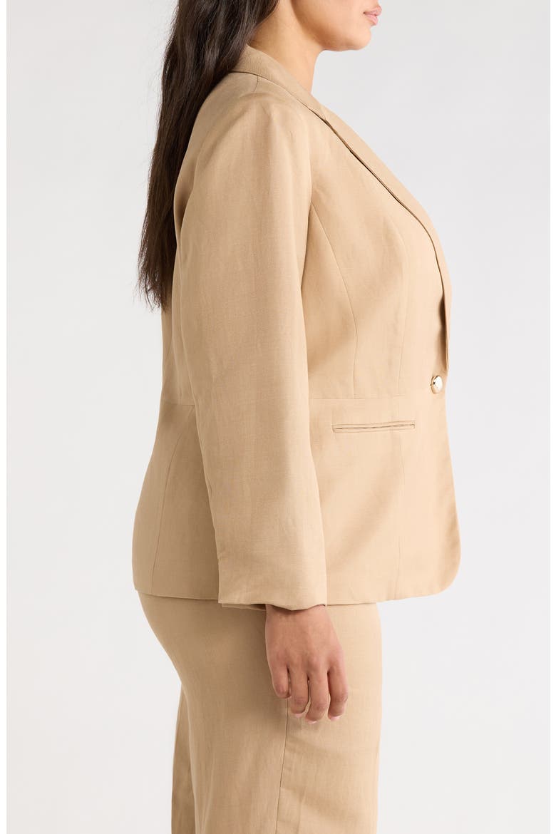 One-Button Linen Blend Peplum Blazer, Alternate, color, TOASTED WHEAT