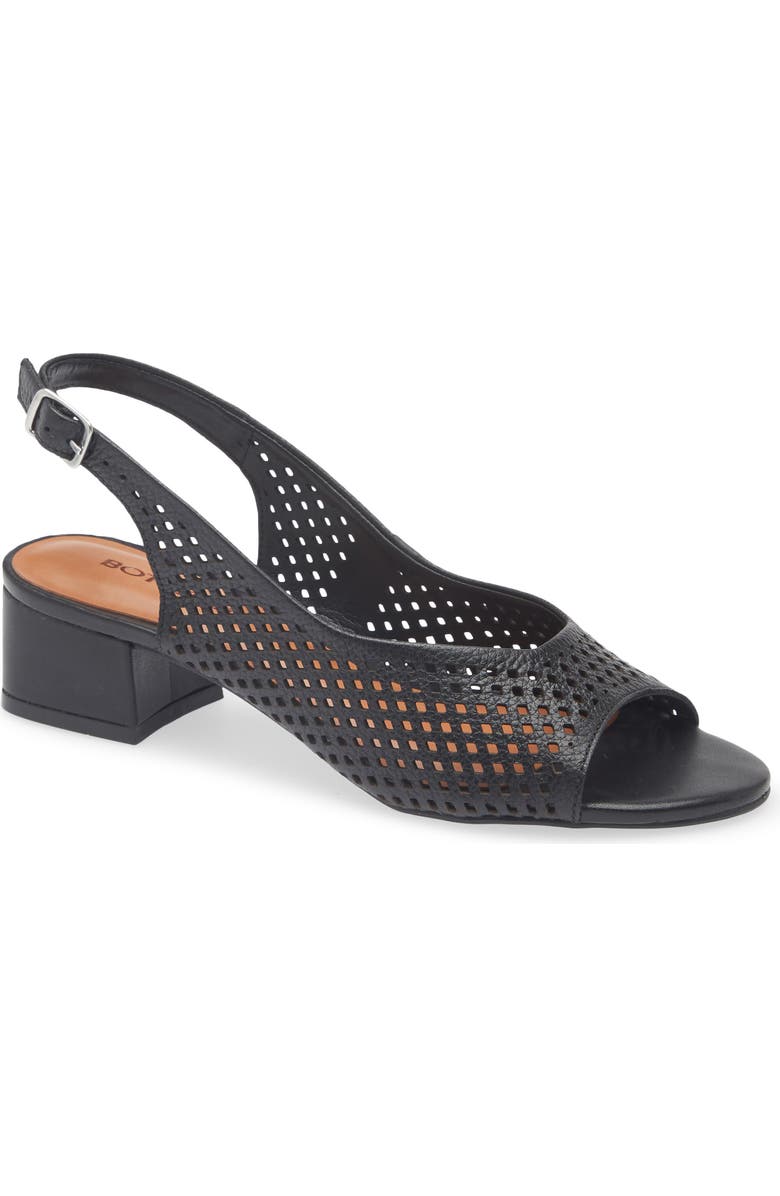 Bottero Botelsa Perforated Open Toe Slingback Pump, Main, color, Preto