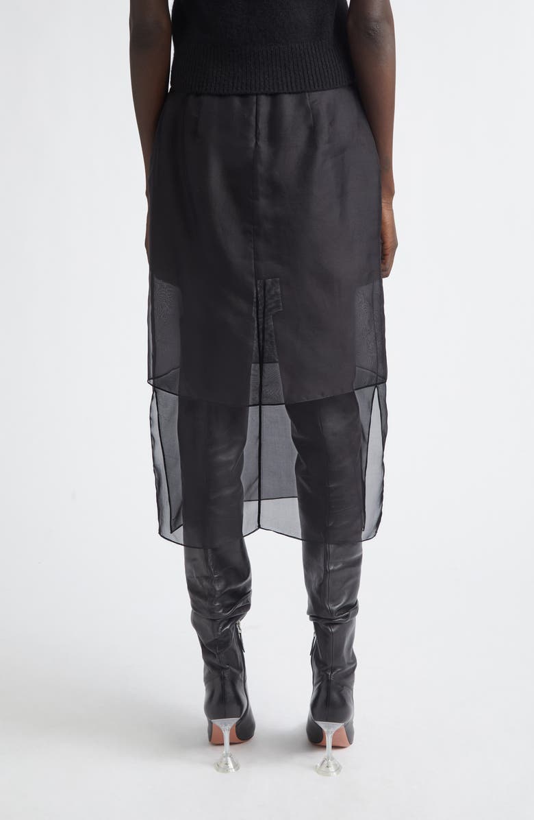 Brandon Maxwell The Brett Tiered Silk Organza Pencil Skirt, Alternate, color, Black