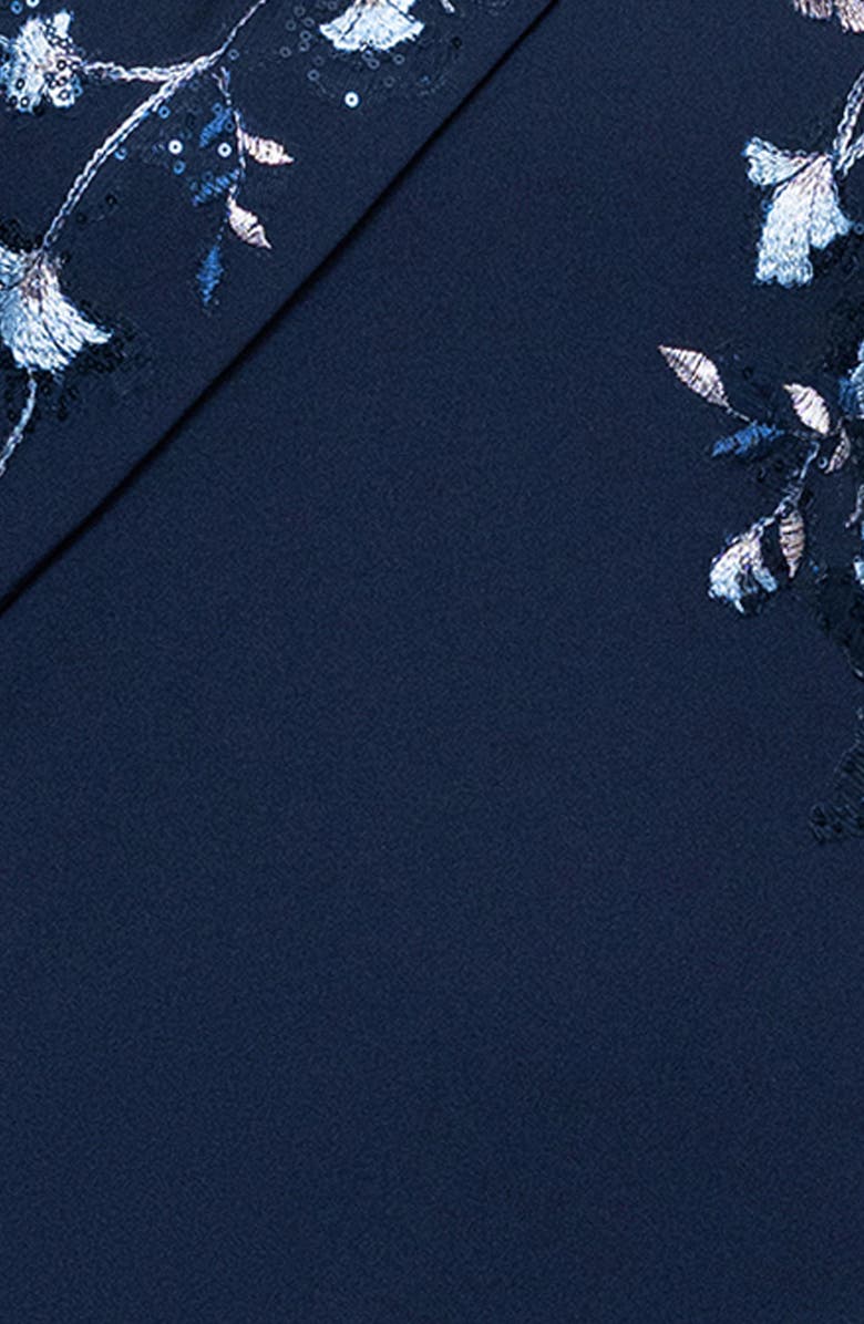 Betsy & Adam One-Shoulder Crepe Gown, Alternate, color, Navy