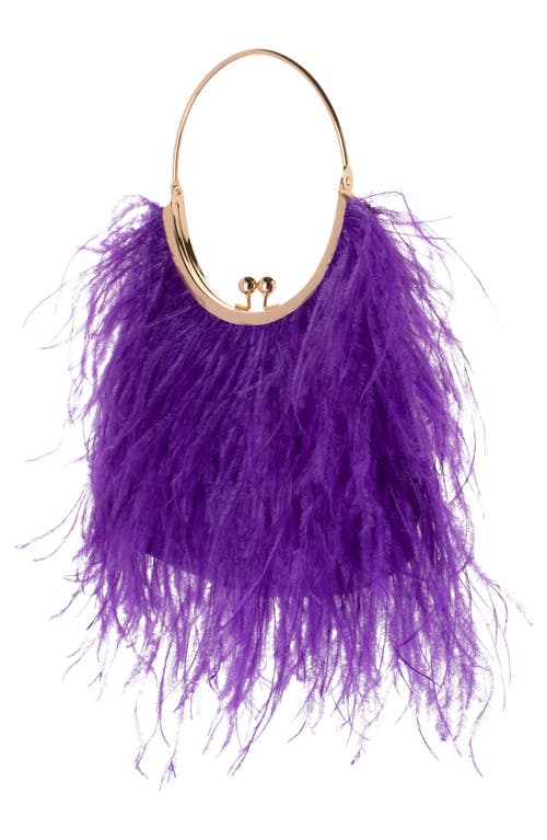 Olga Berg Penny Feathered Frame Bag In Purple