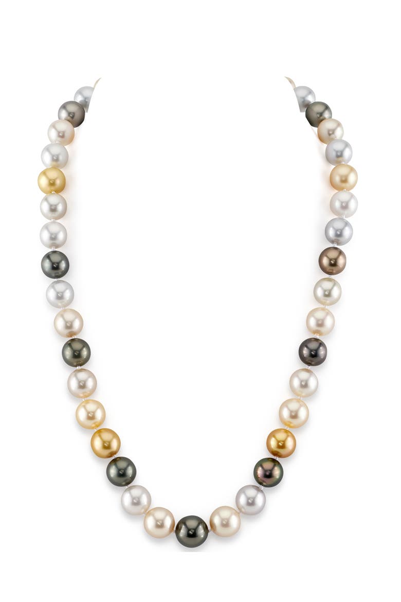 9-11mm South Sea Multicolor Pearl Necklace - Premier AAAA Quality, Main, color, White Gold Clasp