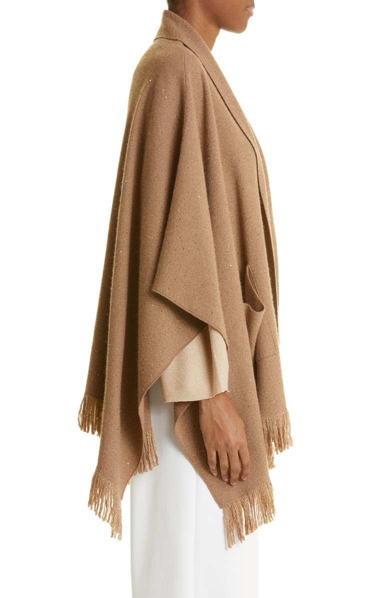 Fabiana Filippi Fringe Virgin Wool Blend Ruana, Alternate, color, 