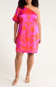SUGARLIPS Vallie Floral One-Shoulder Satin Shift Dress