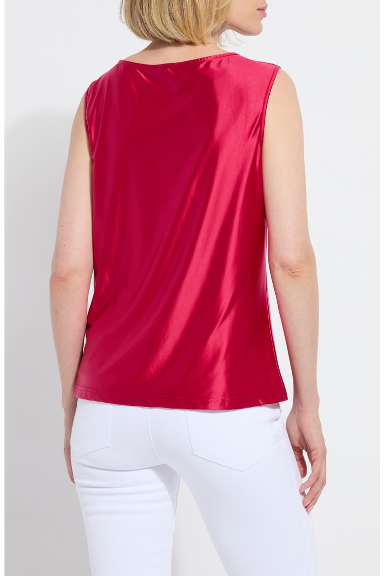 Freida Draped Sleeveless Satin Top, Alternate, color, CHERRY
