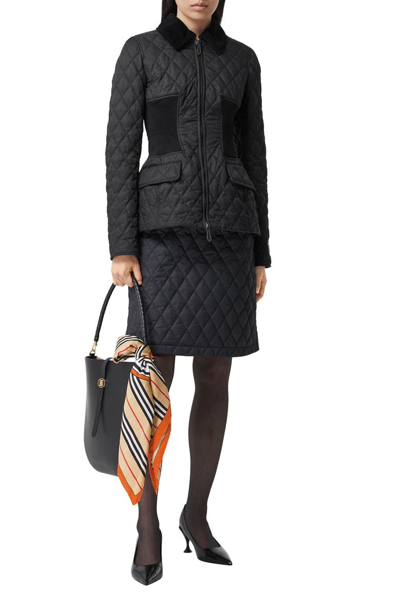 Burberry Logo Icon Stripe Square Silk Scarf, Alternate, color, 