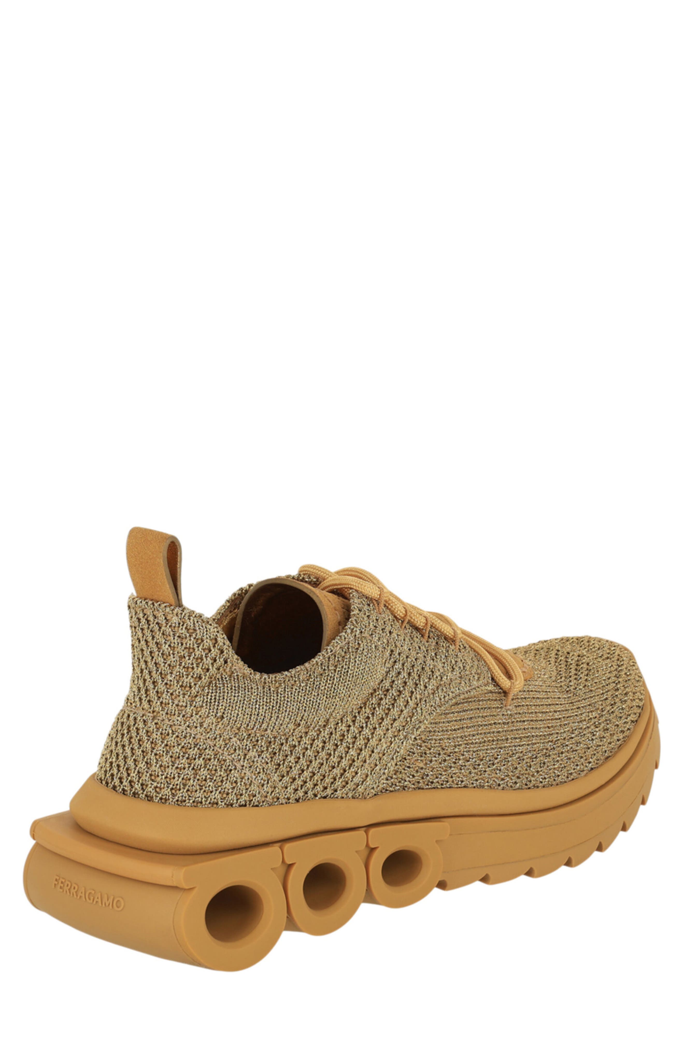 FERRAGAMO Nima Metallic Knit Sneaker, Alternate, color, Brown