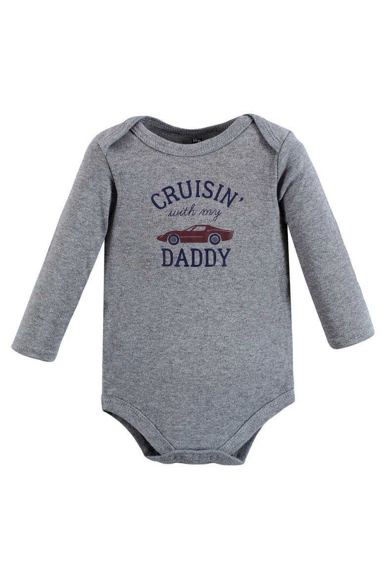 Everyday Long-Sleeve Cotton Babysuits Bundle of 5, Alternate, color, Cars