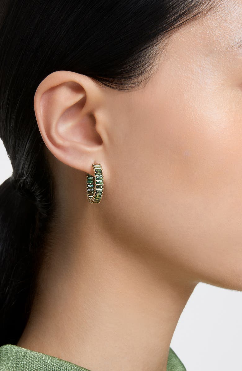 Swarovski Matrix Hoop Earrings, Alternate, color, Green