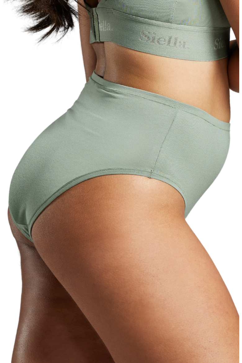 Organic Cotton High Waist Brief, Alternate, color, Sage green