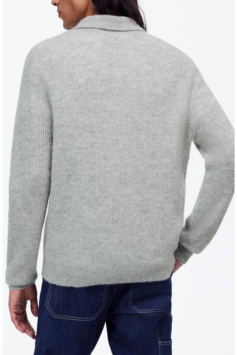 Alpaca Blend Polo Sweater, Alternate, color, HEATHER GREY