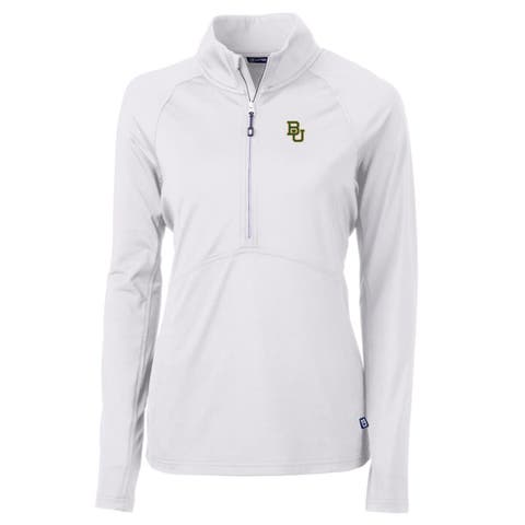 Women's Cutter & Buck White Baylor Bears Adapt Eco Knit Half-Zip Pullover Jacket