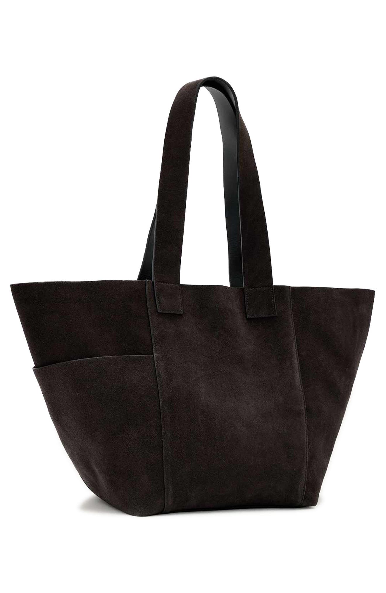 AllSaints Alba Suede East/West Tote, Alternate, color, Bitter Brown