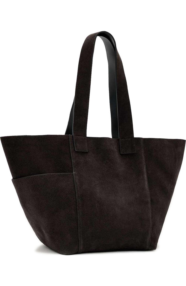 AllSaints Alba Suede East/West Tote, Alternate, color, Bitter Brown