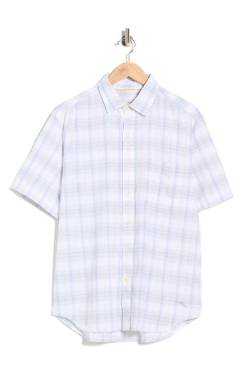 Cool Caribbean Plaid Short Sleeve Button-Up Shirt