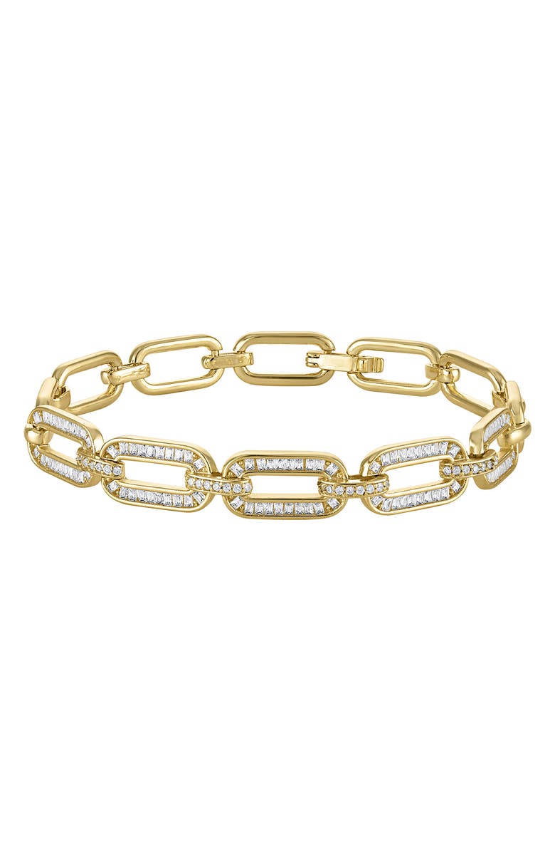 FZN Pavé Cubic Zirconia Oval Link Bracelet, Main, color, Gold