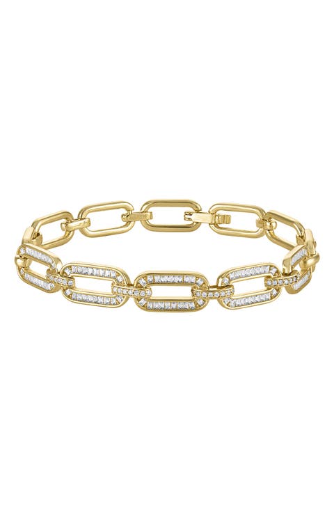 Pavé Cubic Zirconia Oval Link Bracelet