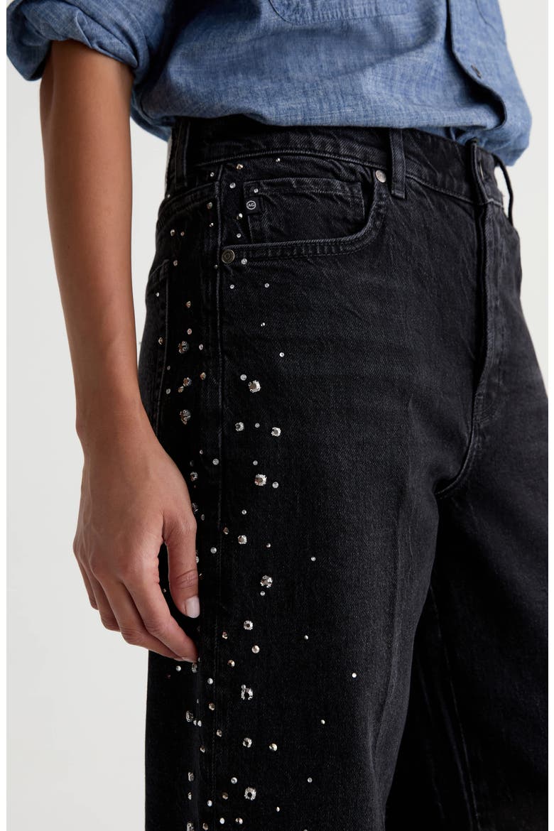 Billie Embellished Straight Leg Jeans, Alternate, color, BLACK TIE