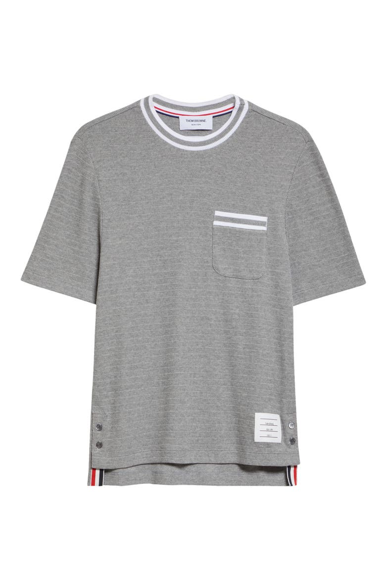 Stripe Trim Cotton T-Shirt, Alternate, color, LIGHT GREY