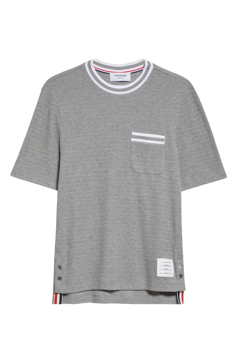 Thom Browne Stripe Trim Cotton T-Shirt, Alternate, color, 