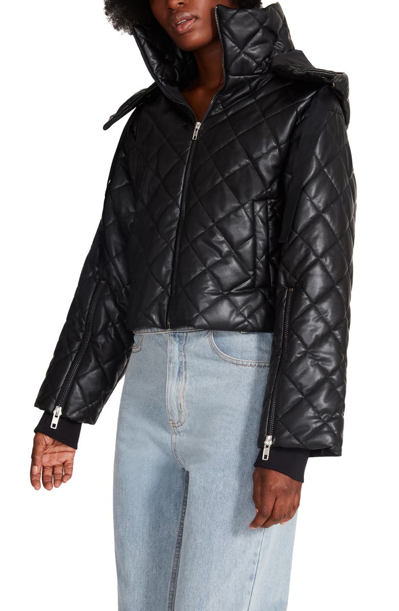Steve Madden Hayle Quilted Faux Leather Puffer Jacket, Alternate, color, 