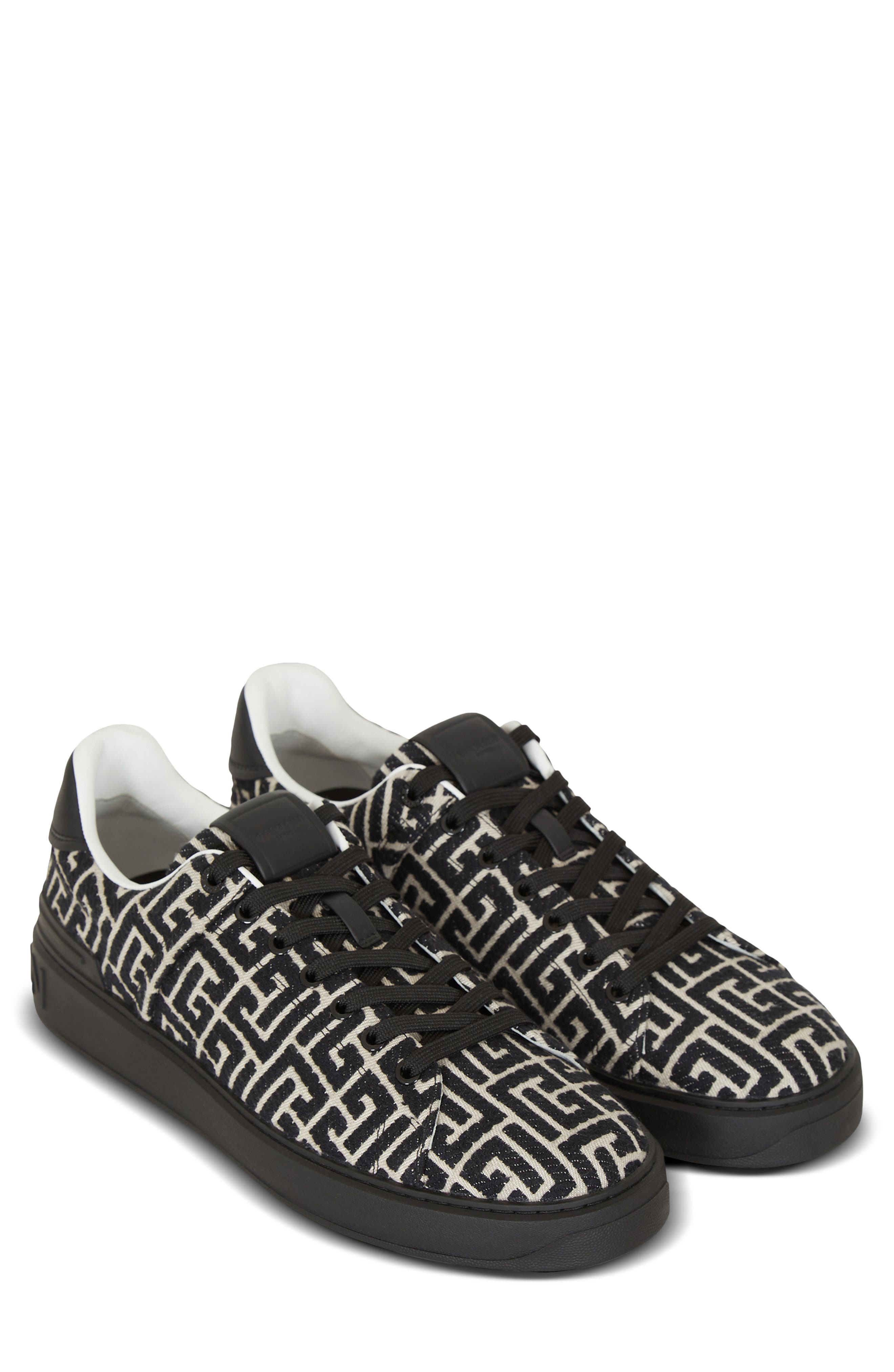 Balmain B Court Monogram Jacquard Low Top Sneaker, Main, color, 