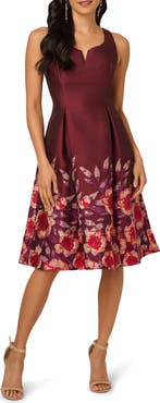 Adrianna Papell Pleated Jacquard Cocktail Dress